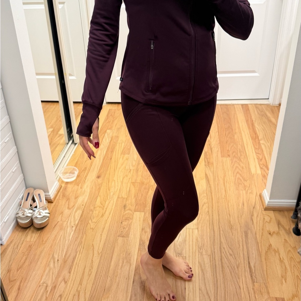 Balance Collection Deep Burgundy Legging and Hoodie set